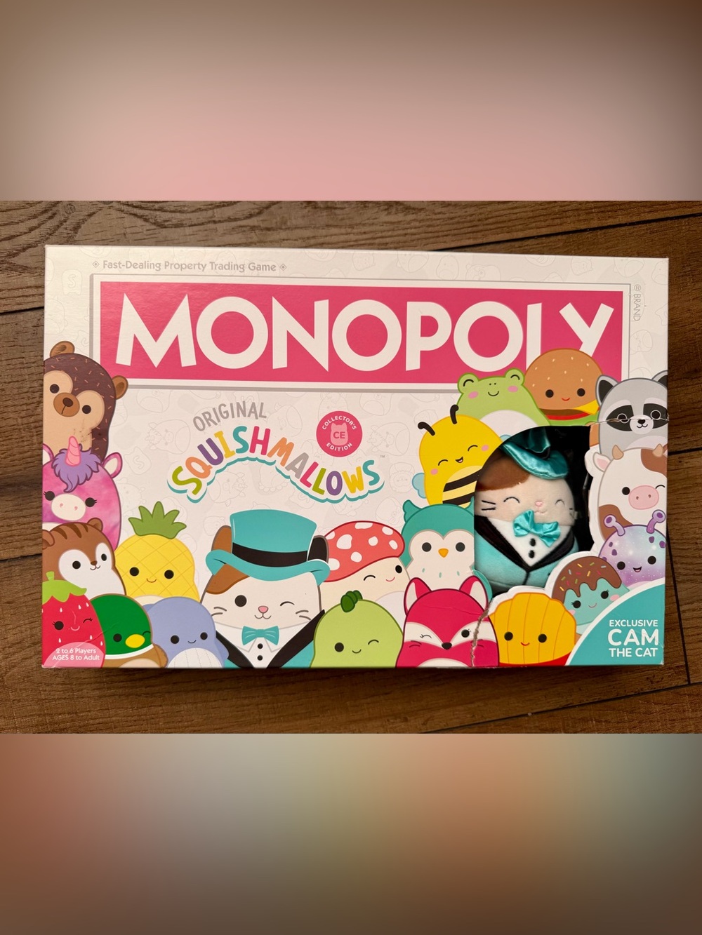 Monopoly Squishmallows Collector's Edition With Cam Cat Plush Board Game